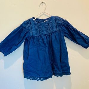 Zara Baby 12-18M Embroidered Blue Dress